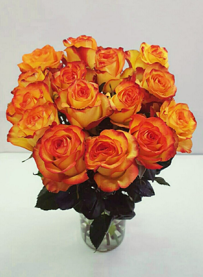 Букет из 15 оранжевых роз. 60см, Эквадор.