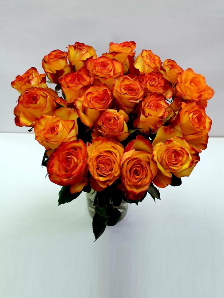 Букет из 21 оранжевой розы. 60см, Эквадор.